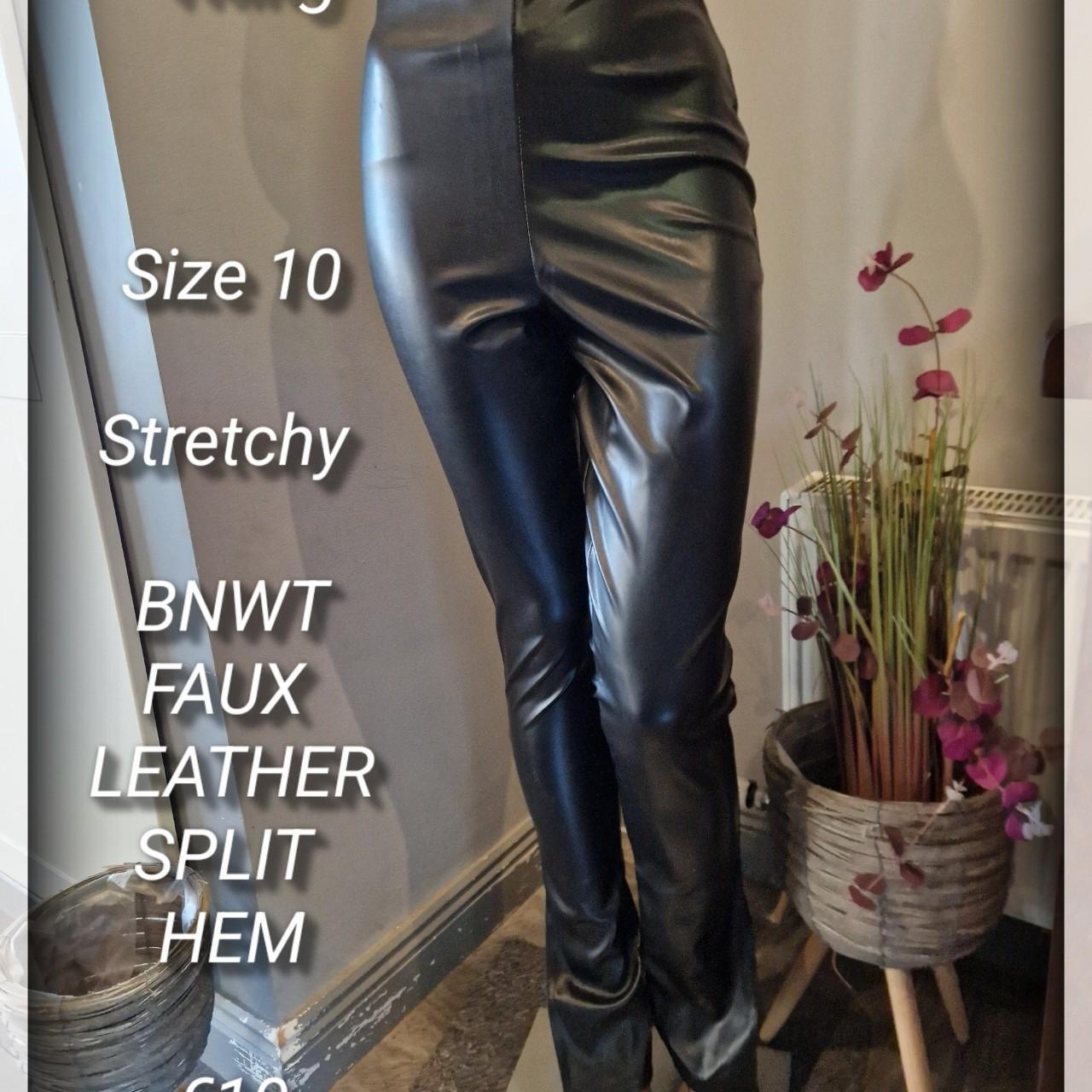Super Stretch Faux Leather Split Hem Leggings