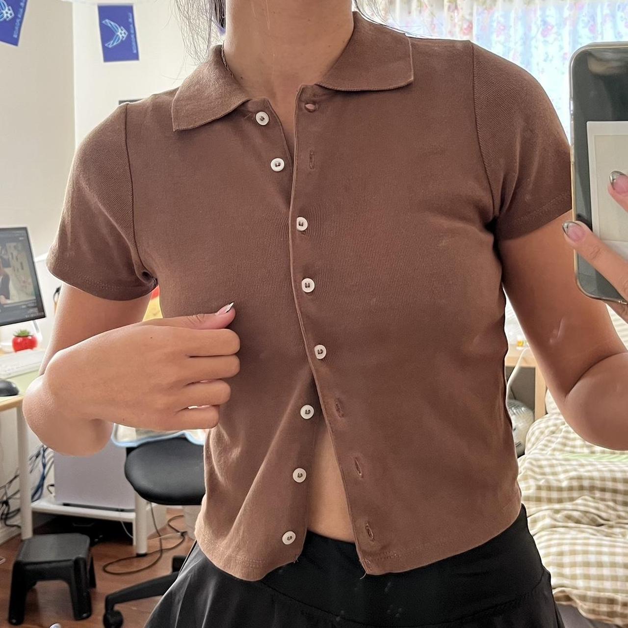 Brandy Melville Women's Brown Croptop Depop