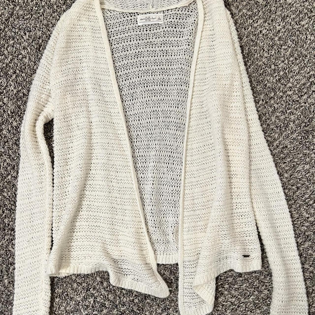 off white knit cardigan size large but fits like a... - Depop