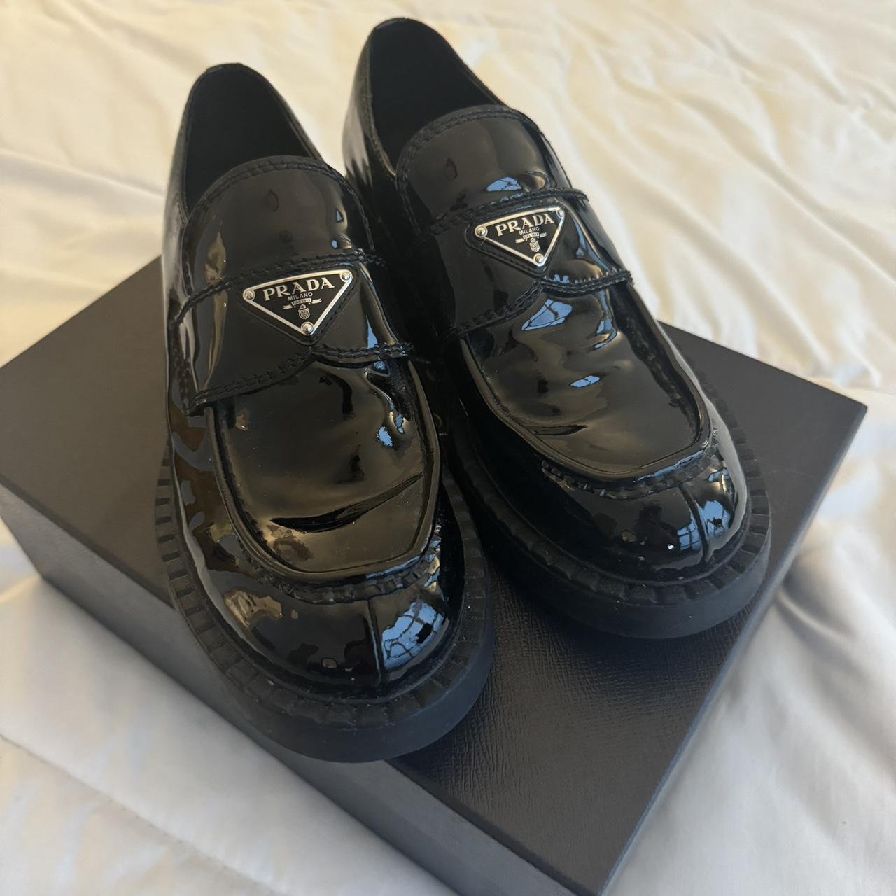 Prada patent leather loafers best sale