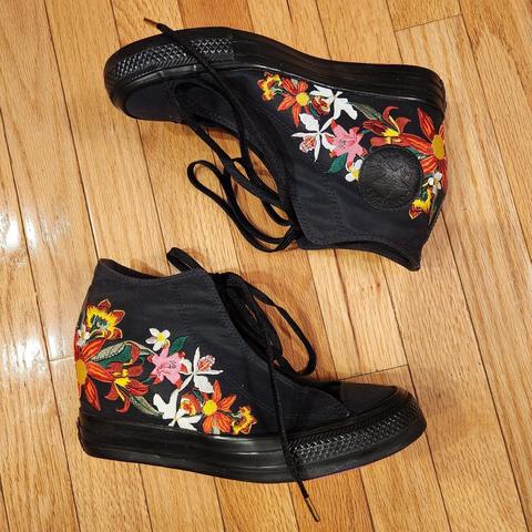 Converse x PatBo Floral Embroidered Hidden Wedge Depop