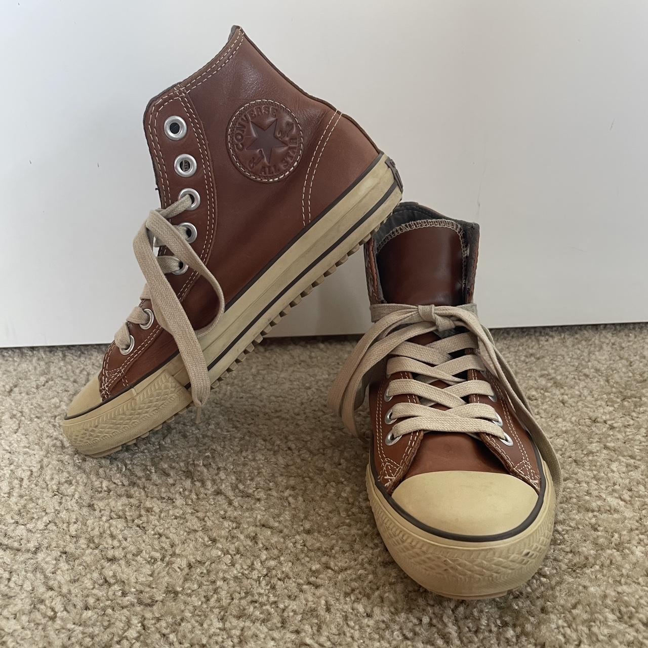 Brown leather converse 9 hotsell