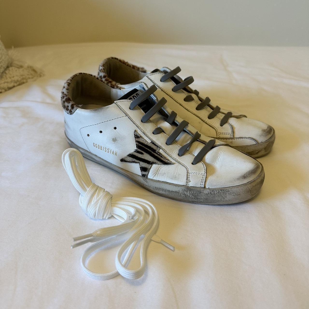 Golden goose Superstar white leather sneakers size... - Depop