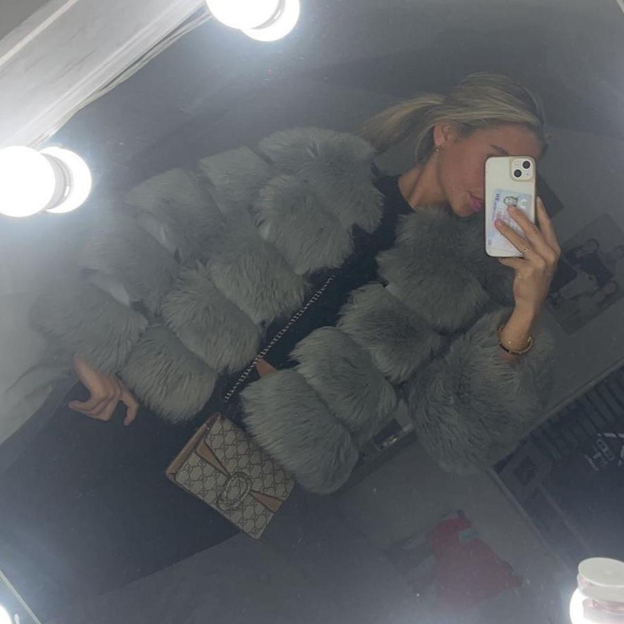 Faux fur coat grey Good condition Paid 70 Selling… - Depop