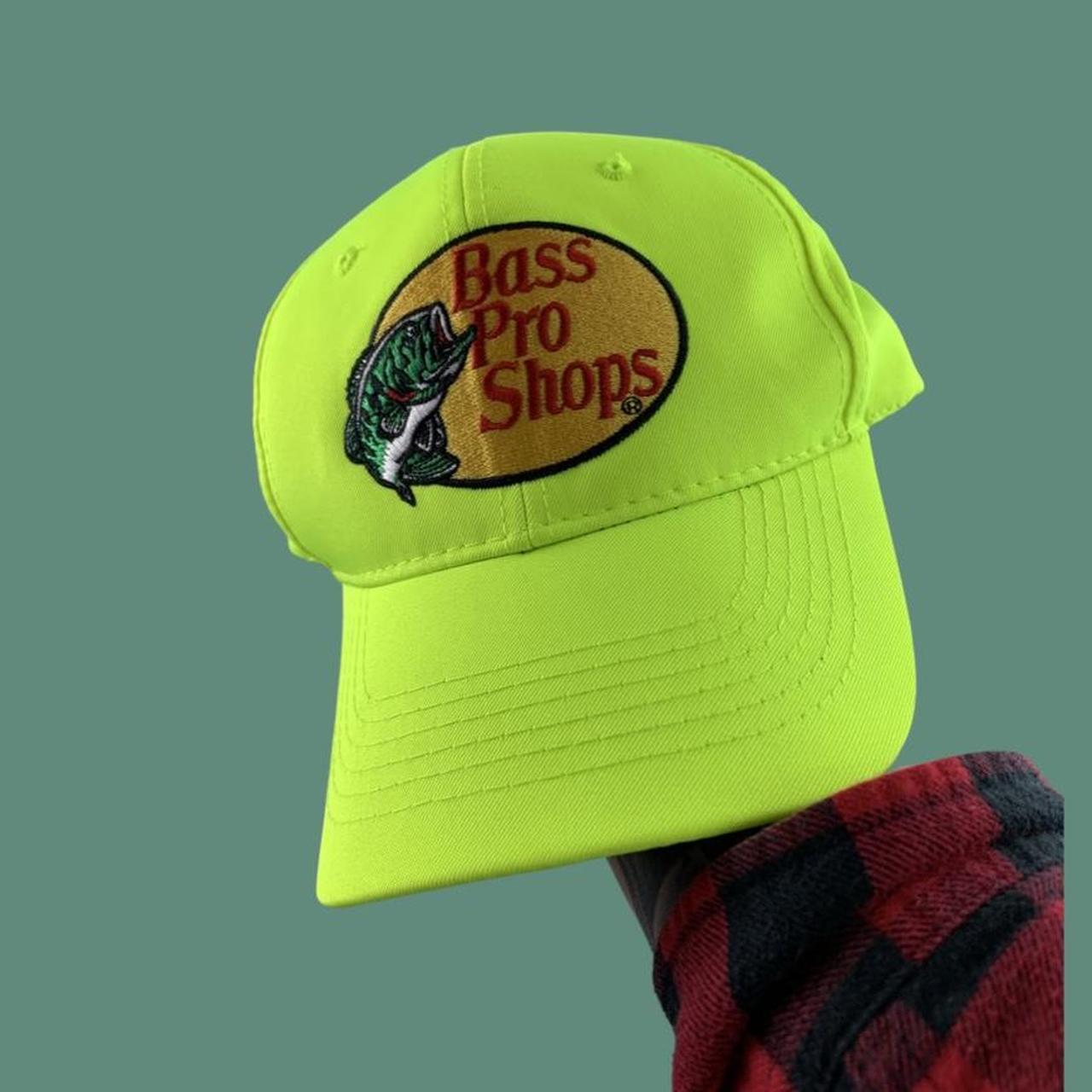 Neon Yellow Bass Pro Shop Hat Embroidered Good... Depop