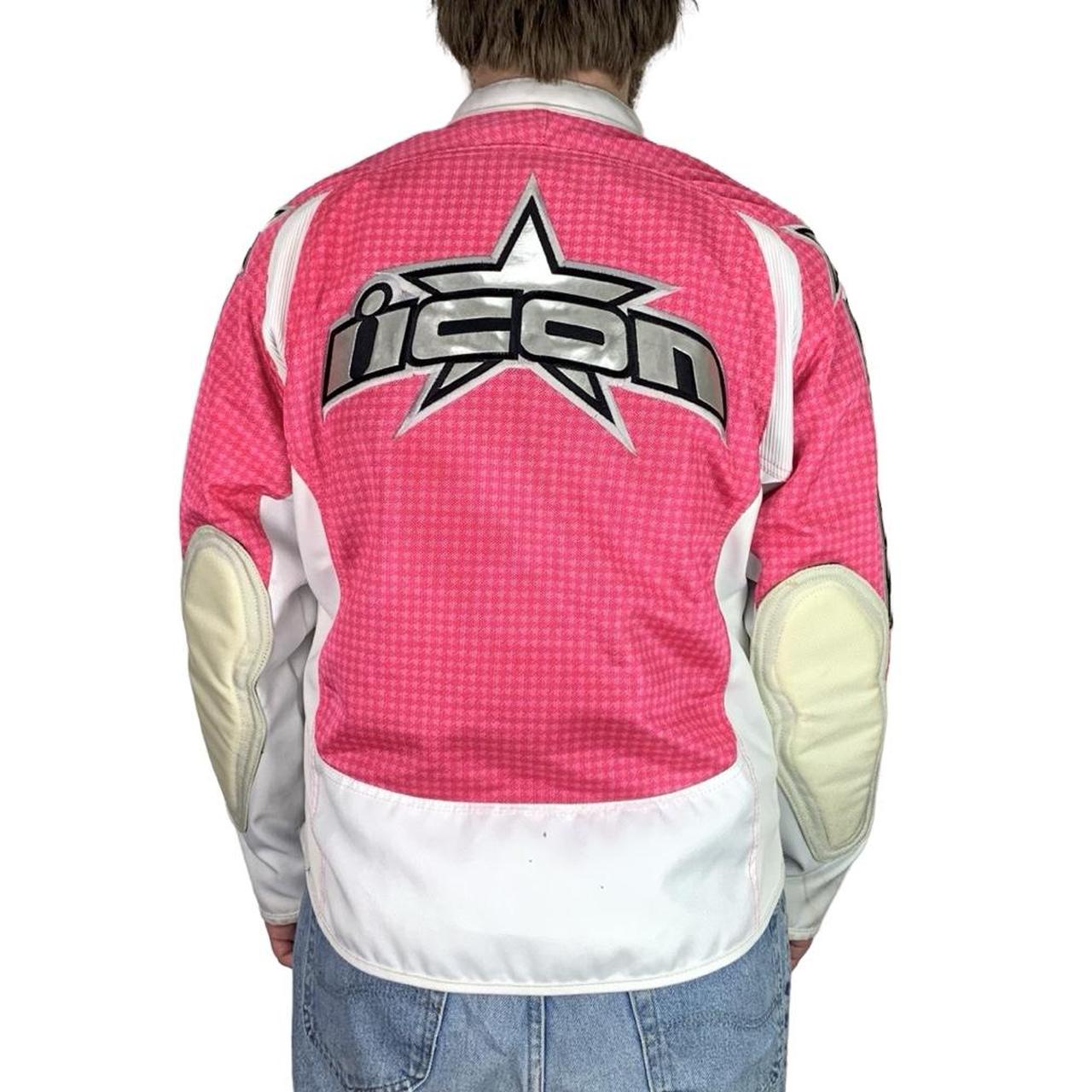 Woman's ICON Hooligan 2 Glam Pink & hotsell White Motorcycle Jacket