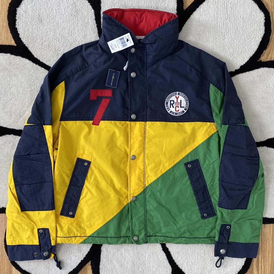 Polo Ralph Lauren Men's Navy and Yellow Jacket | Depop