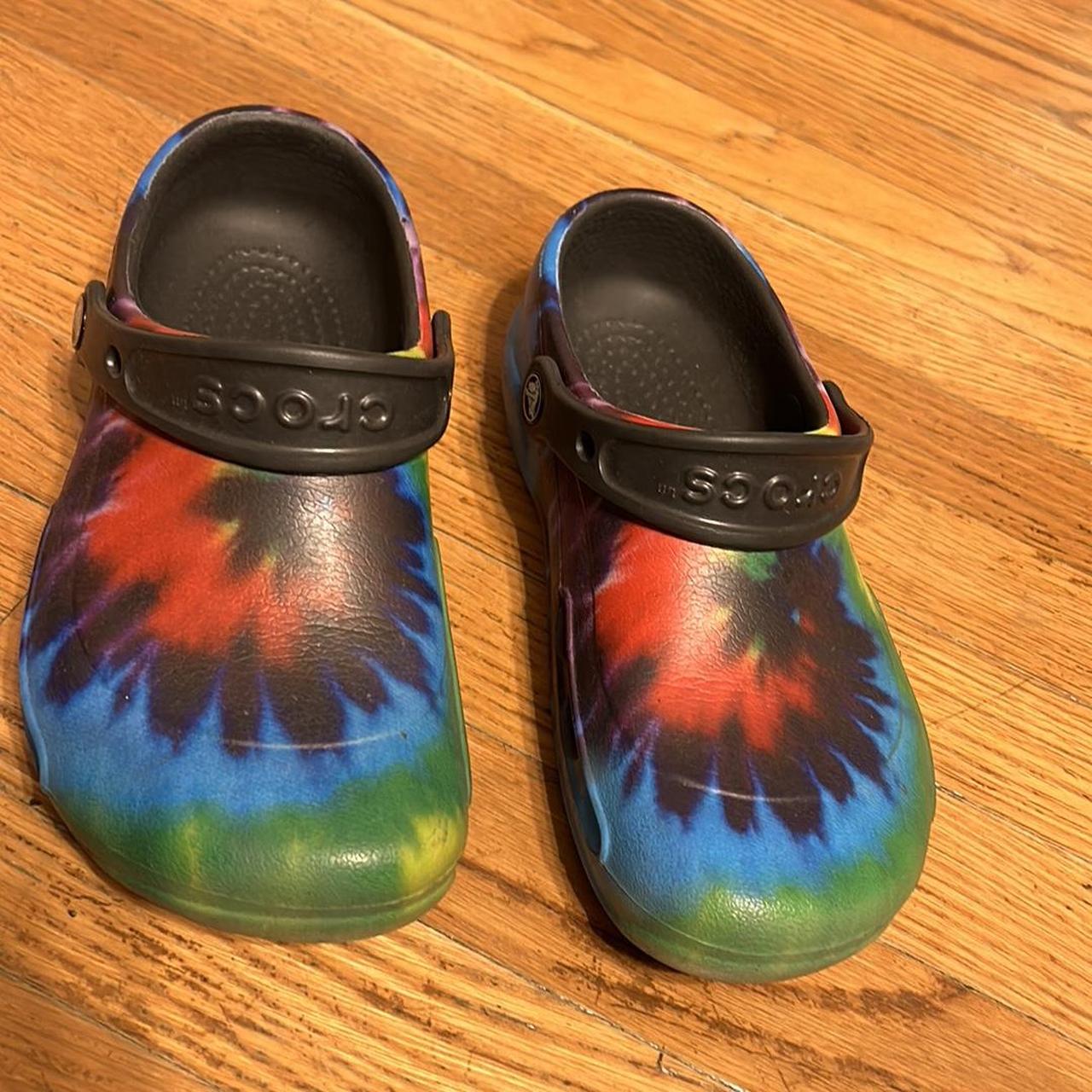 Tye-dye crocs like new condition Size 4m/6 women... - Depop