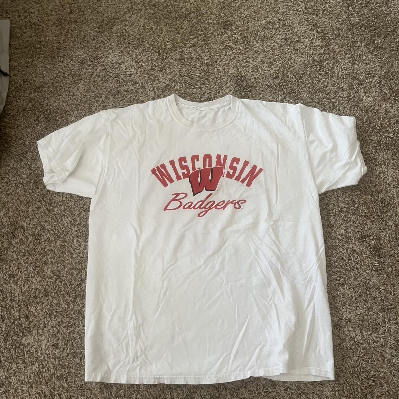 Vintage White Wisconsin Badgers Tee Size XL no tag... - Depop