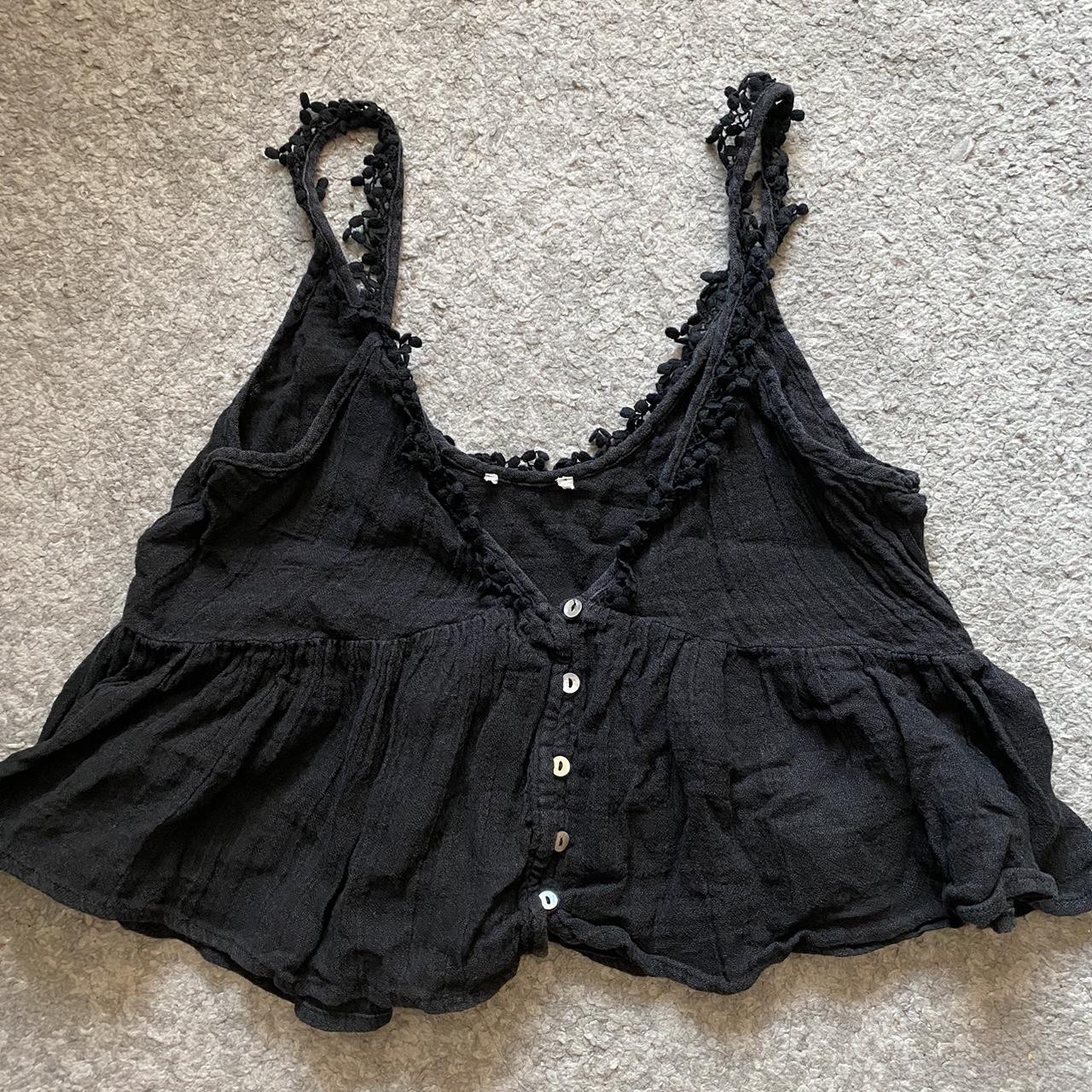 cutest ruffle cami top black with frills and ruffled... - Depop