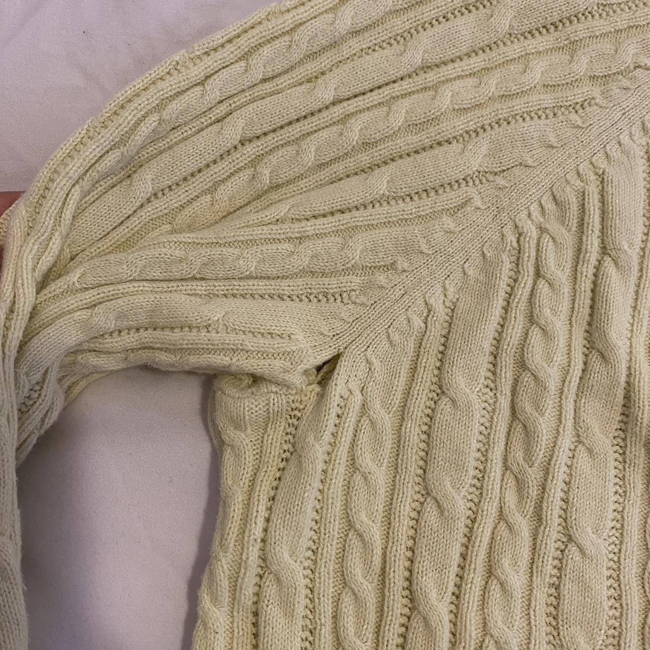 cutest yellow cable knit sweater size small coastal Depop