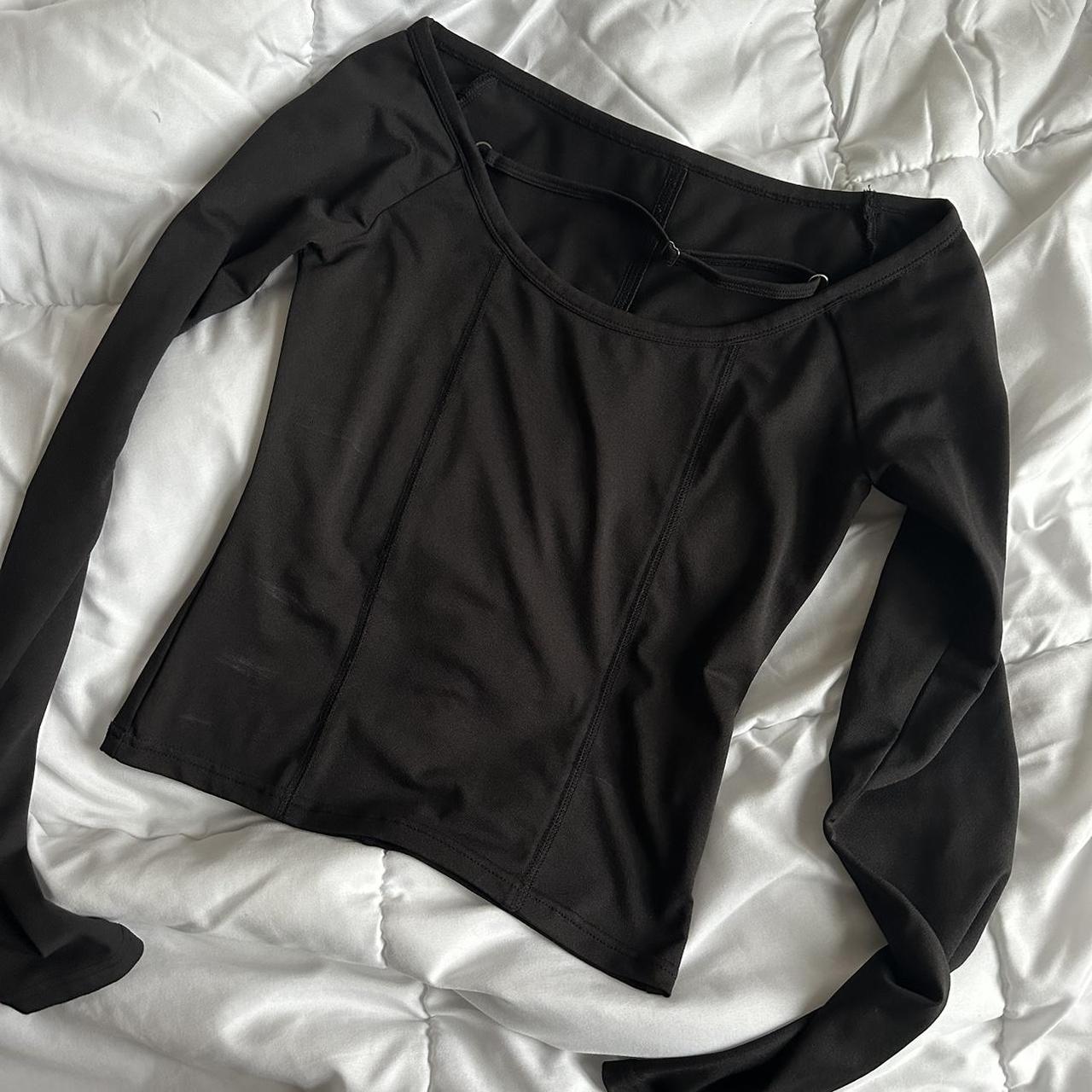 BLACKUP black cropped long sleeve with detailing... - Depop