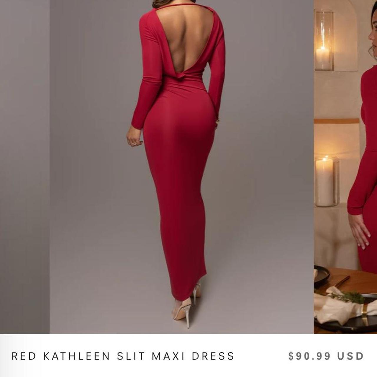 Alana Red Long Sleeve High Neck Maxi Dress with Ruched Waist and Fro – Club  L London - USA