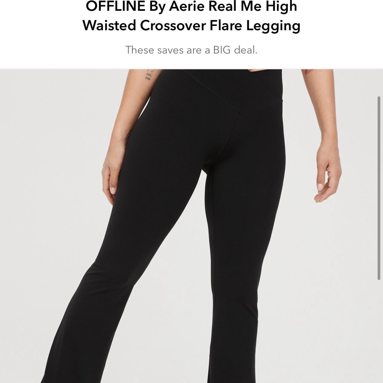 Aerie black flare leggings Too long for me, they're - Depop