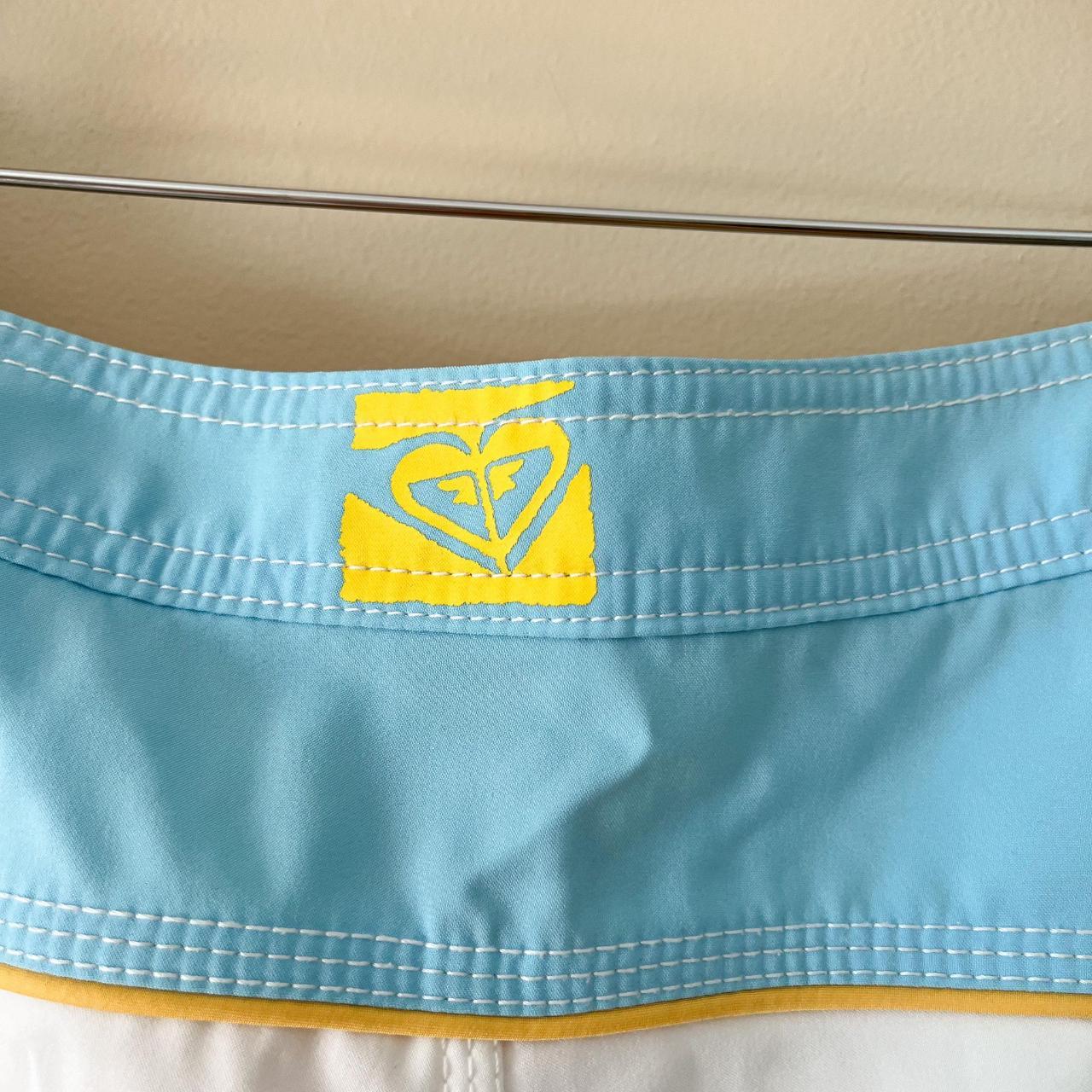 Roxy Women's White and Blue Swimbriefsshorts Depop