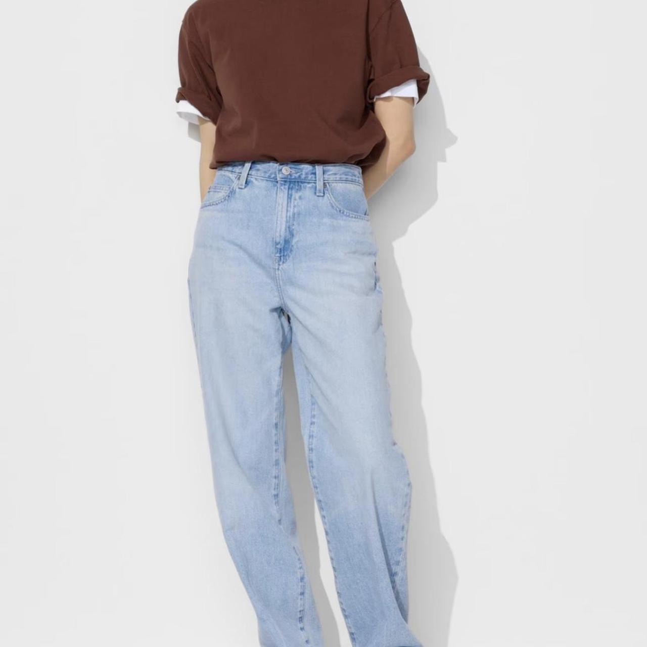 UNIQLO wide straight leg jeans in Blue Size 30 x Depop