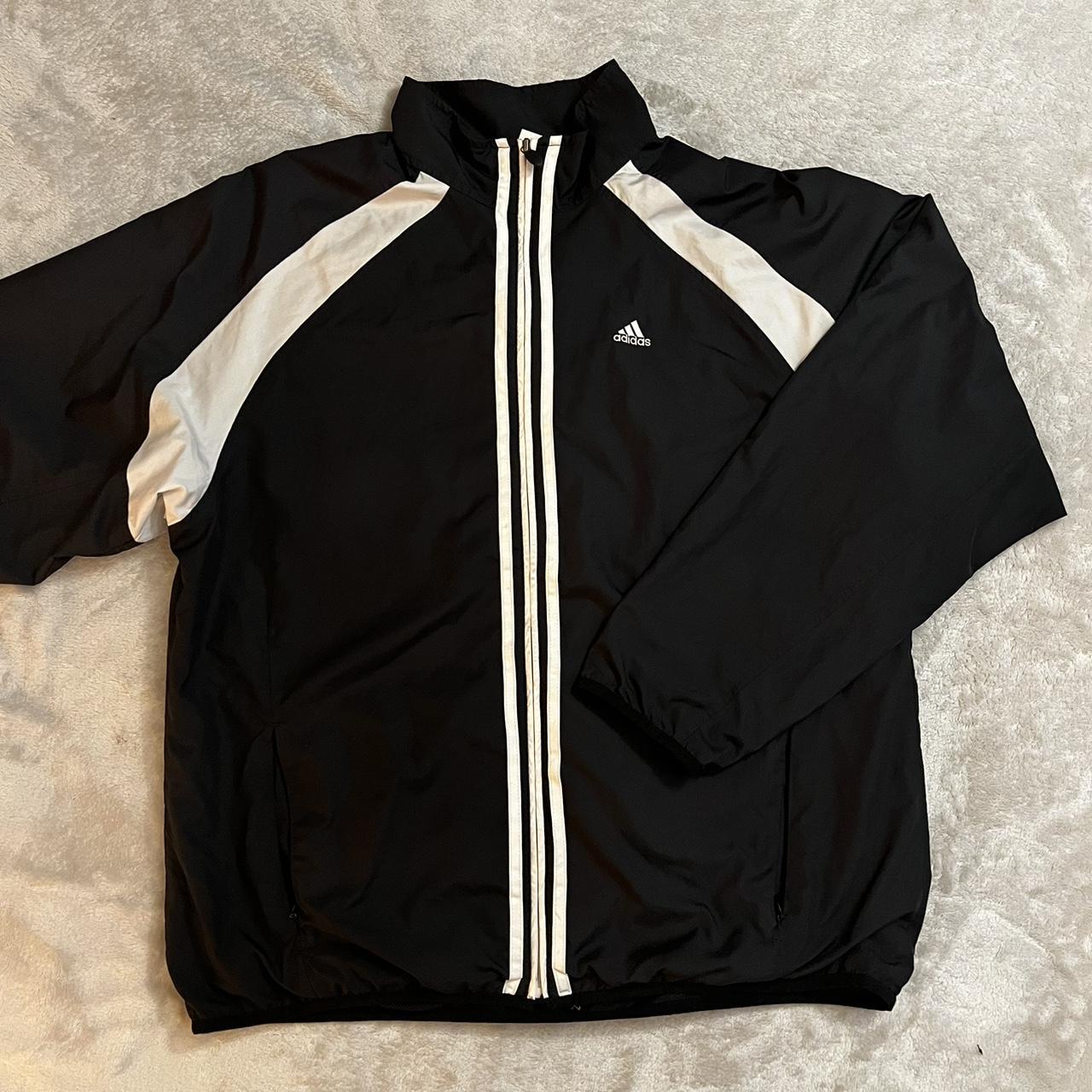 Adidas Men's White and Black Jacket | Depop