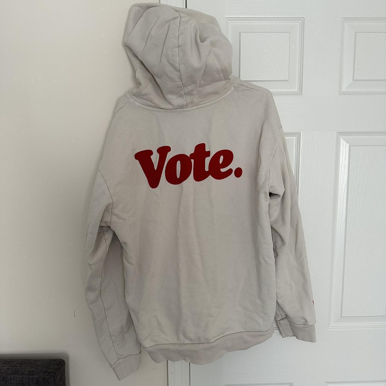 Talentless VOTE hoodie Cream with red writing