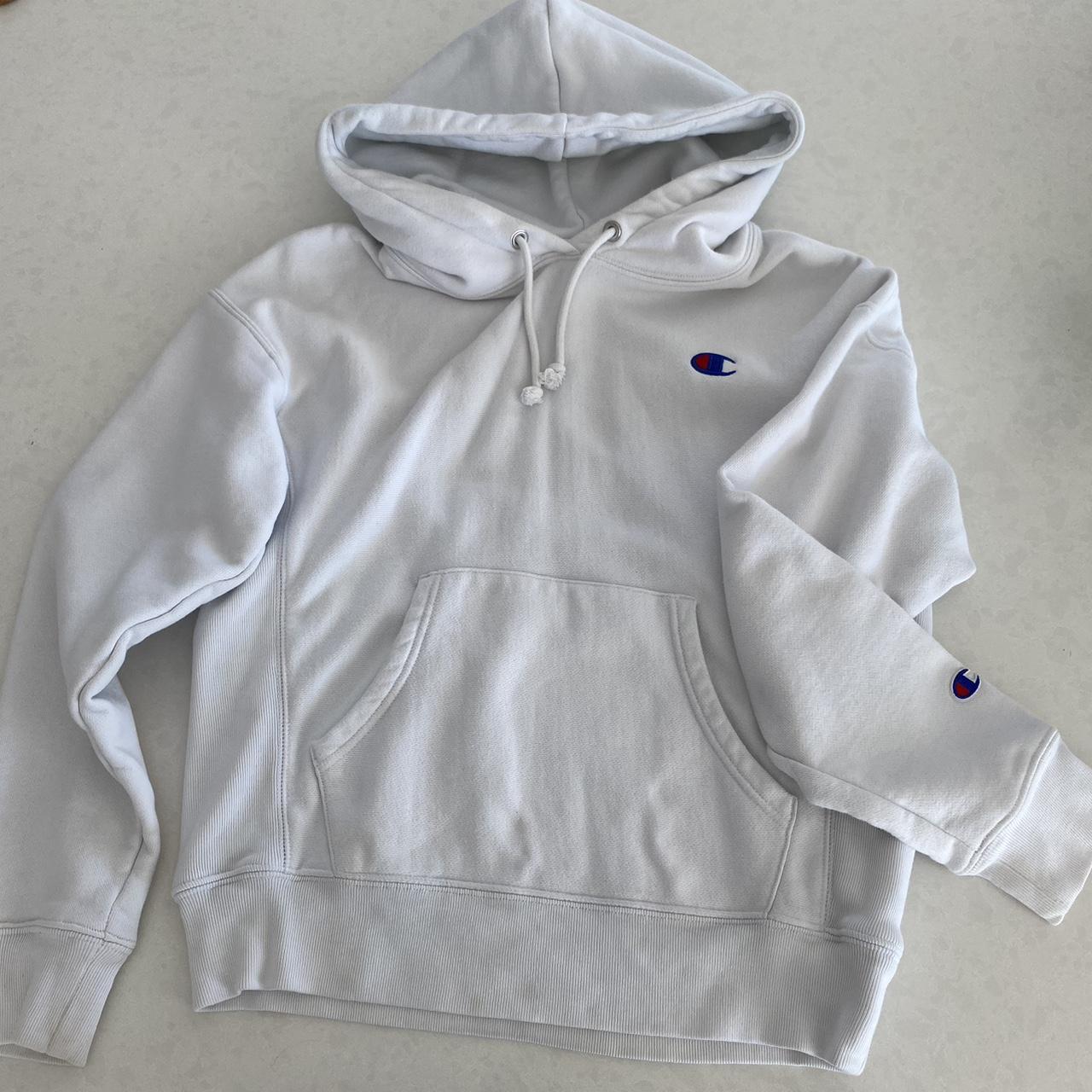 white champion hoodie women’s size S very good... - Depop