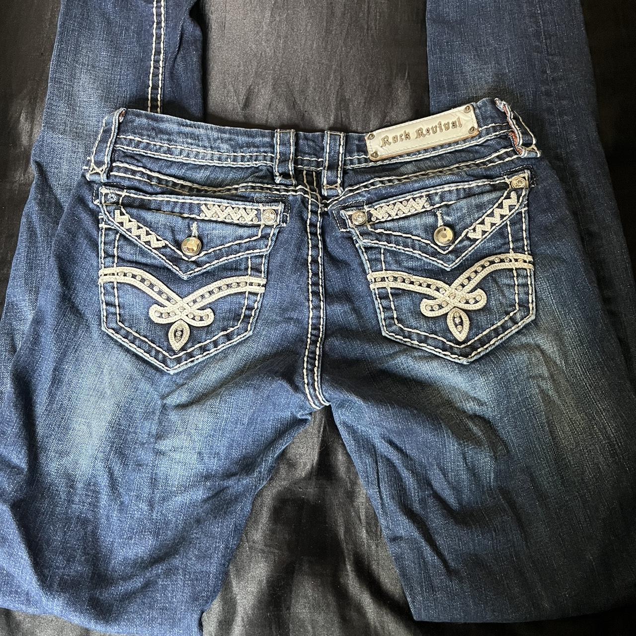 Elaina Skinny Rock Revival Jeans Waist: 28... - Depop