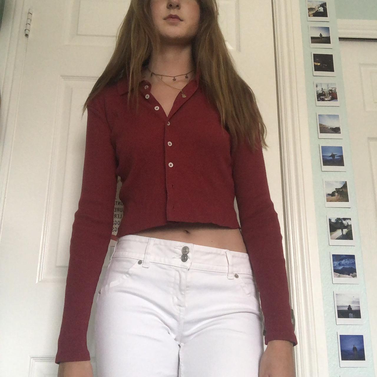 brandy melville john galt red burgundy button up... - Depop