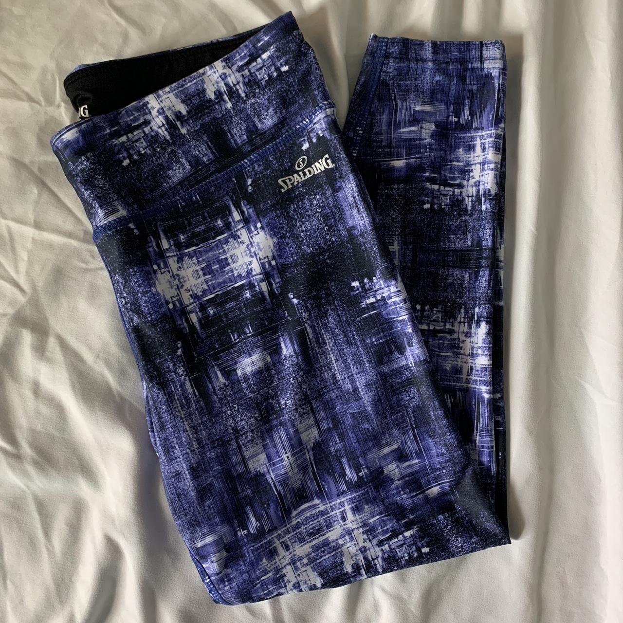 small blue and white Spalding capris leggings -the - Depop