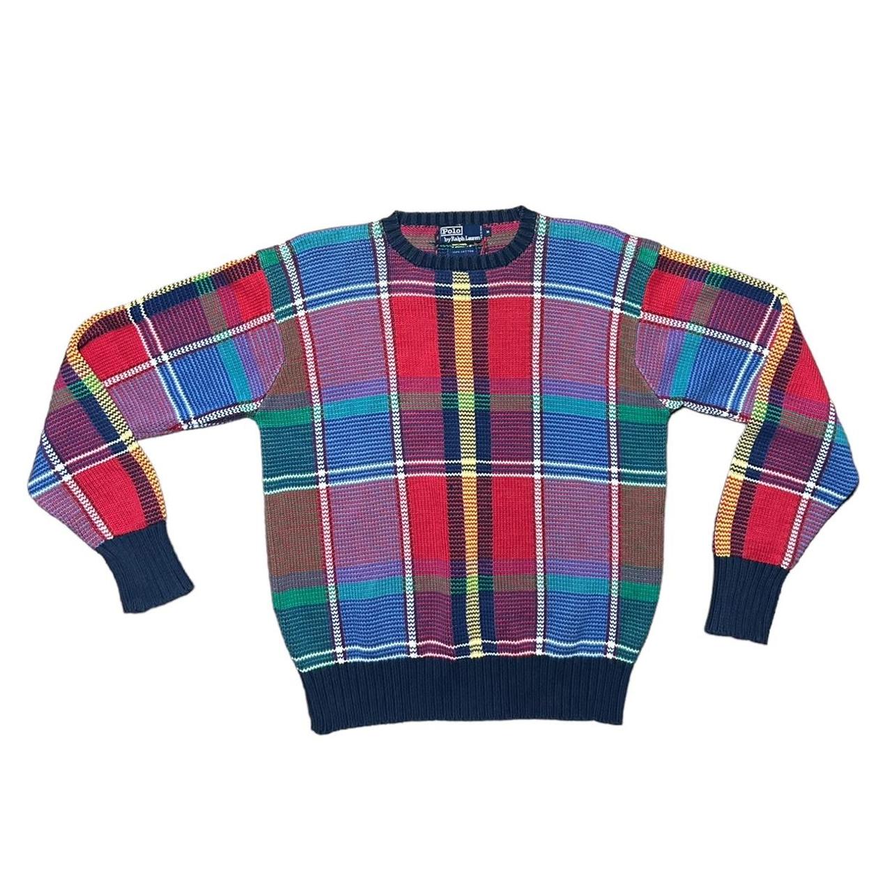 Vintage deals 90s Polo Ralph Lauren Plaid Knitted Sweater Size XL.