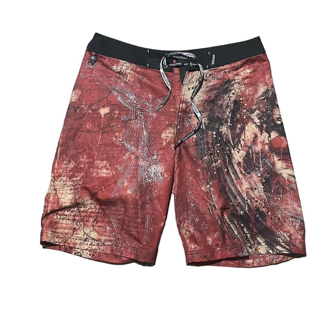 Y2K Affliction skull board shorts Size 36. Depop