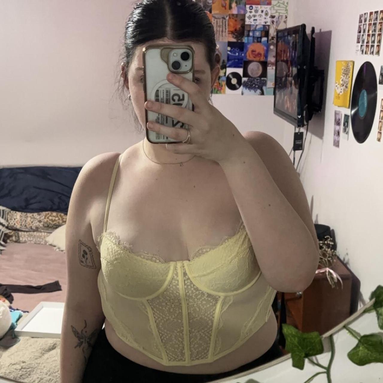 Glasons Yellow Lace Corset Depop