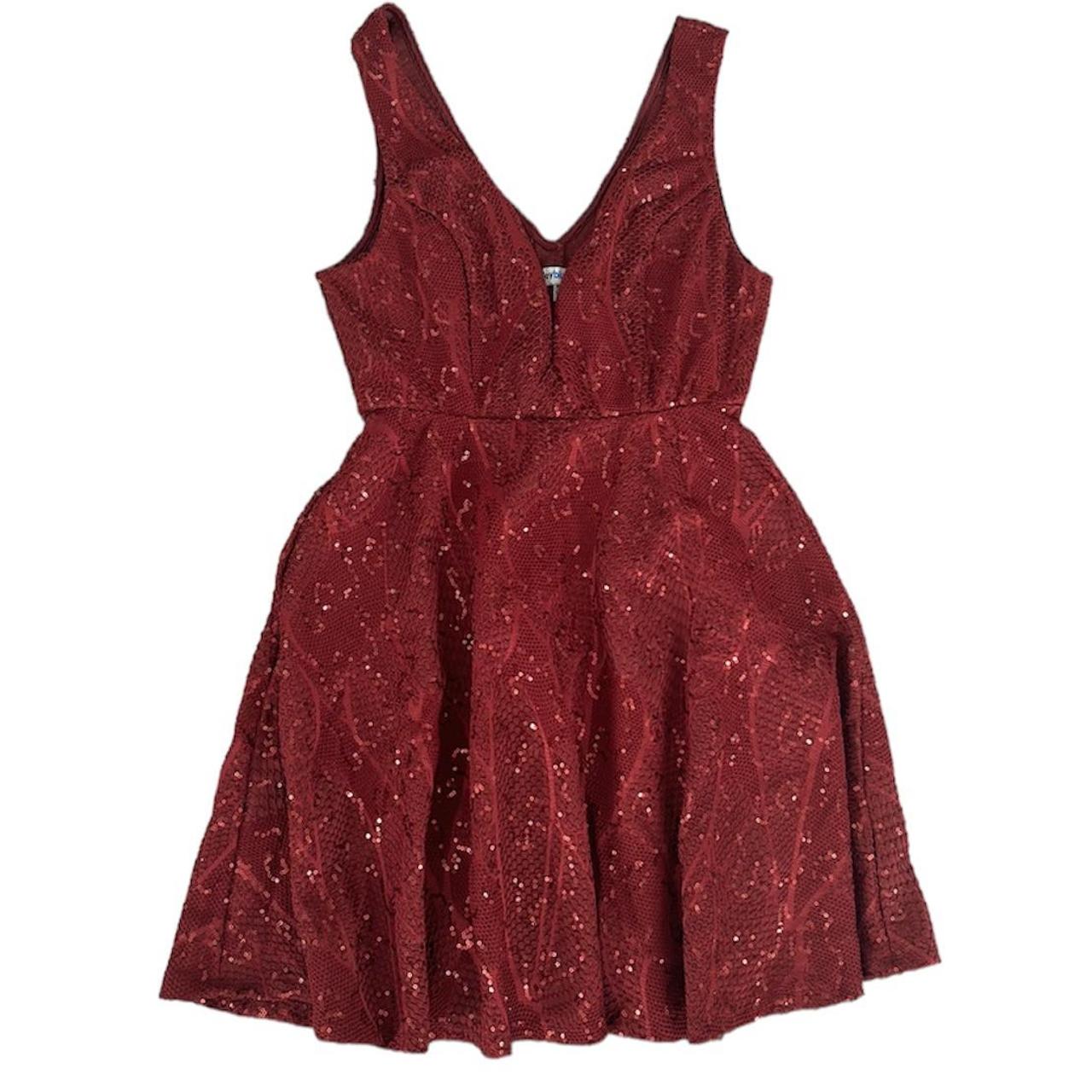 Burgundy red sparkle dress Perfect for parties or... - Depop