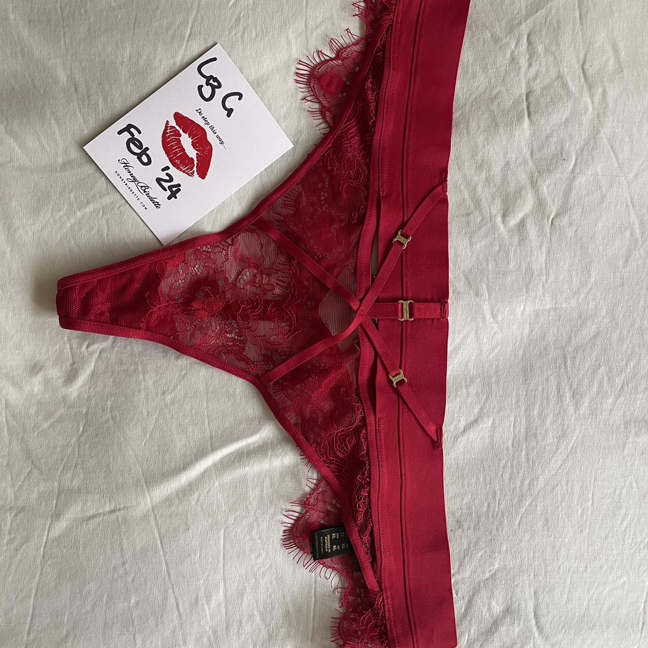 Honey Birdette Belinda Red Thong XL Excellent used... - Depop