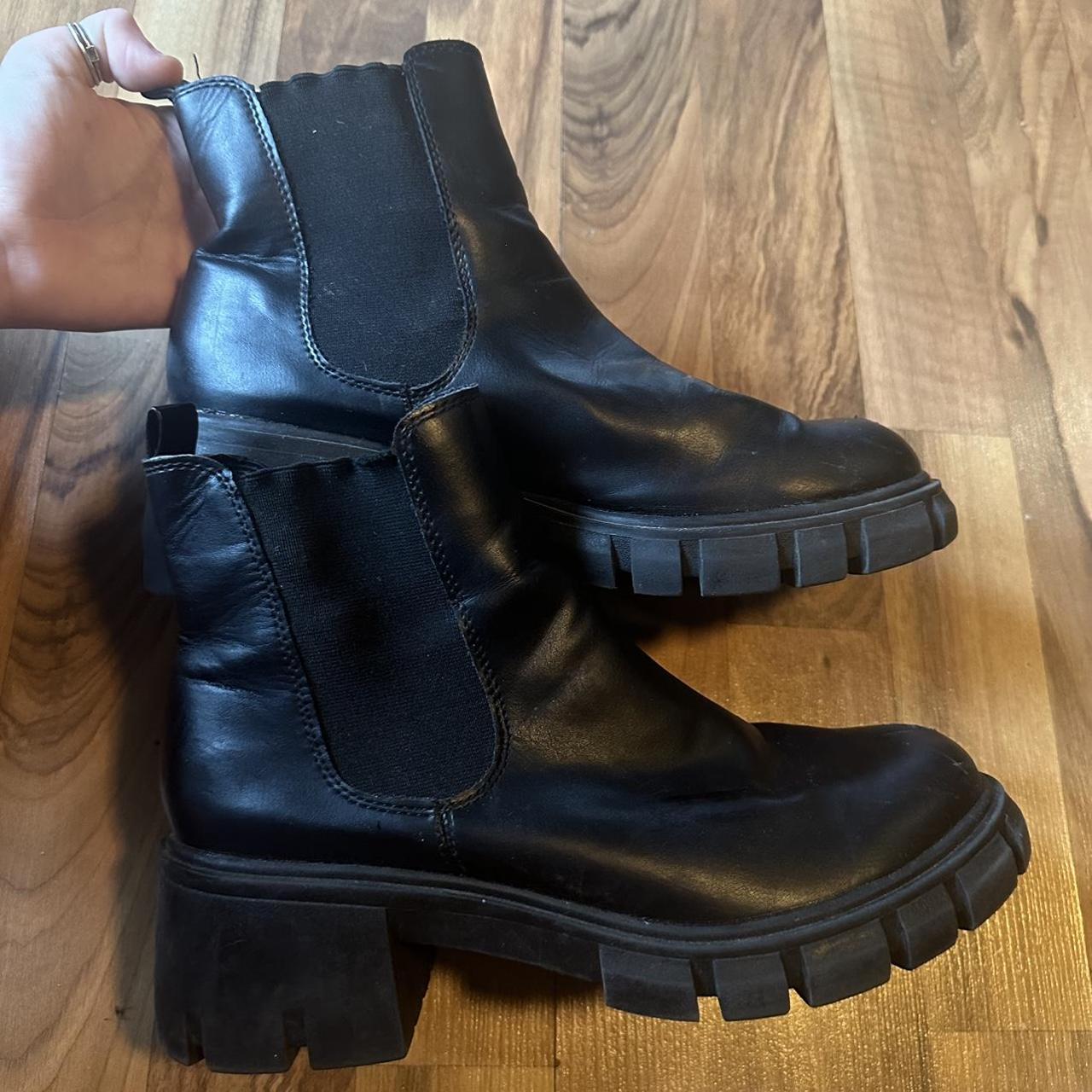 albie black leather chunky chelsea boots