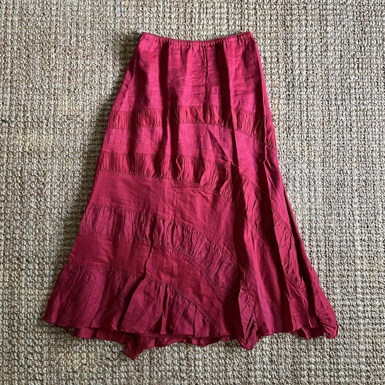 Anthropologie Women's Red Skirt | Depop