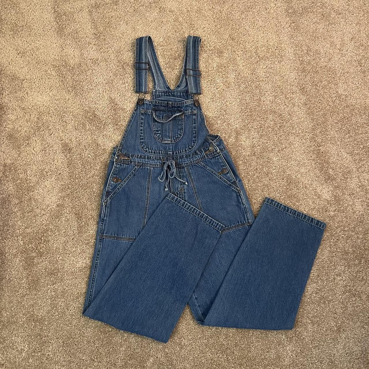 Cute Denim Overalls! Has such a cute bow around the... - Depop