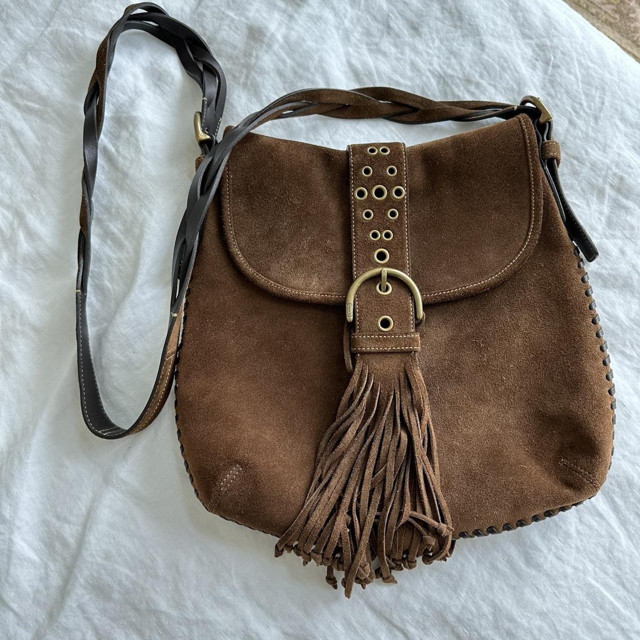 バッグ COACH Suede Tassel Shoulder Bag Hobo Vintage Coach suede tassel shoulder bag Excellent | Depop