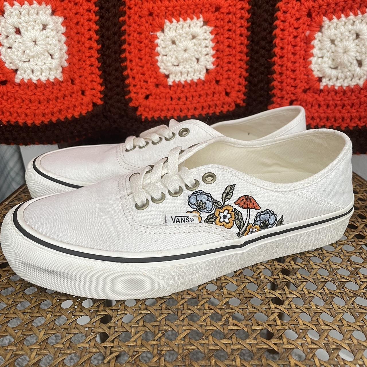 White mushroom flower VANS size 8. Worn just a few... Depop