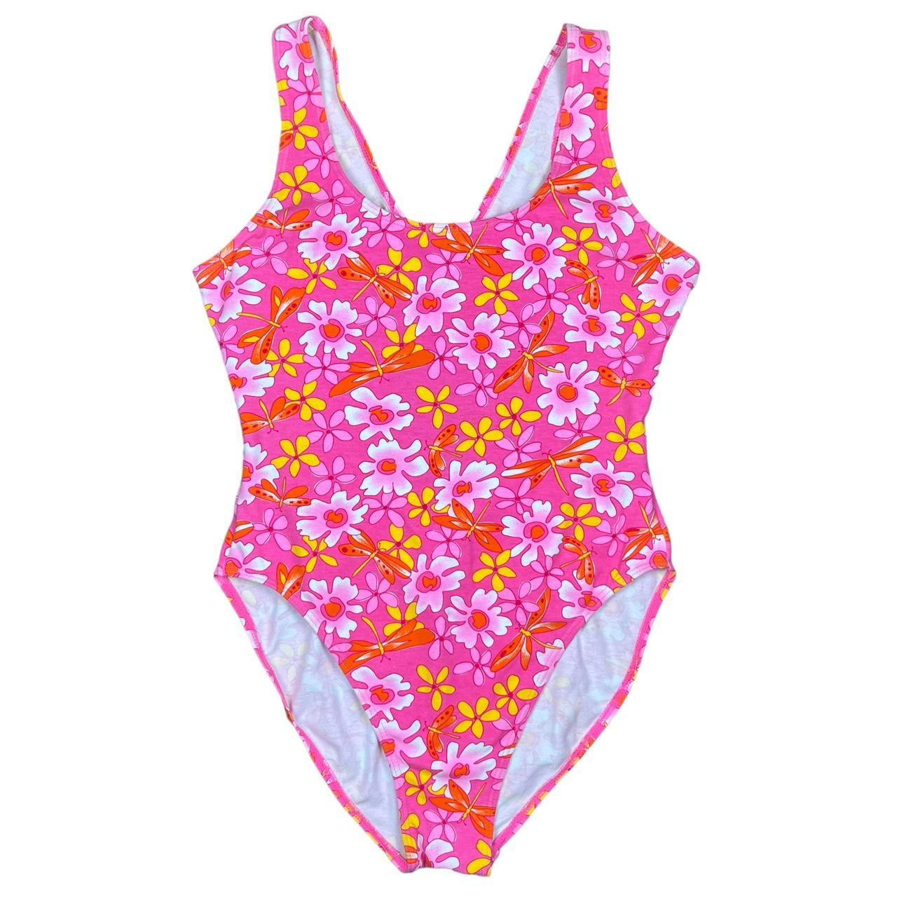 Vintage Floral Pink Swimsuit The Sweetest Bright Depop Vintage Floral Pink Swimsuit The Sweetest Bright Depop