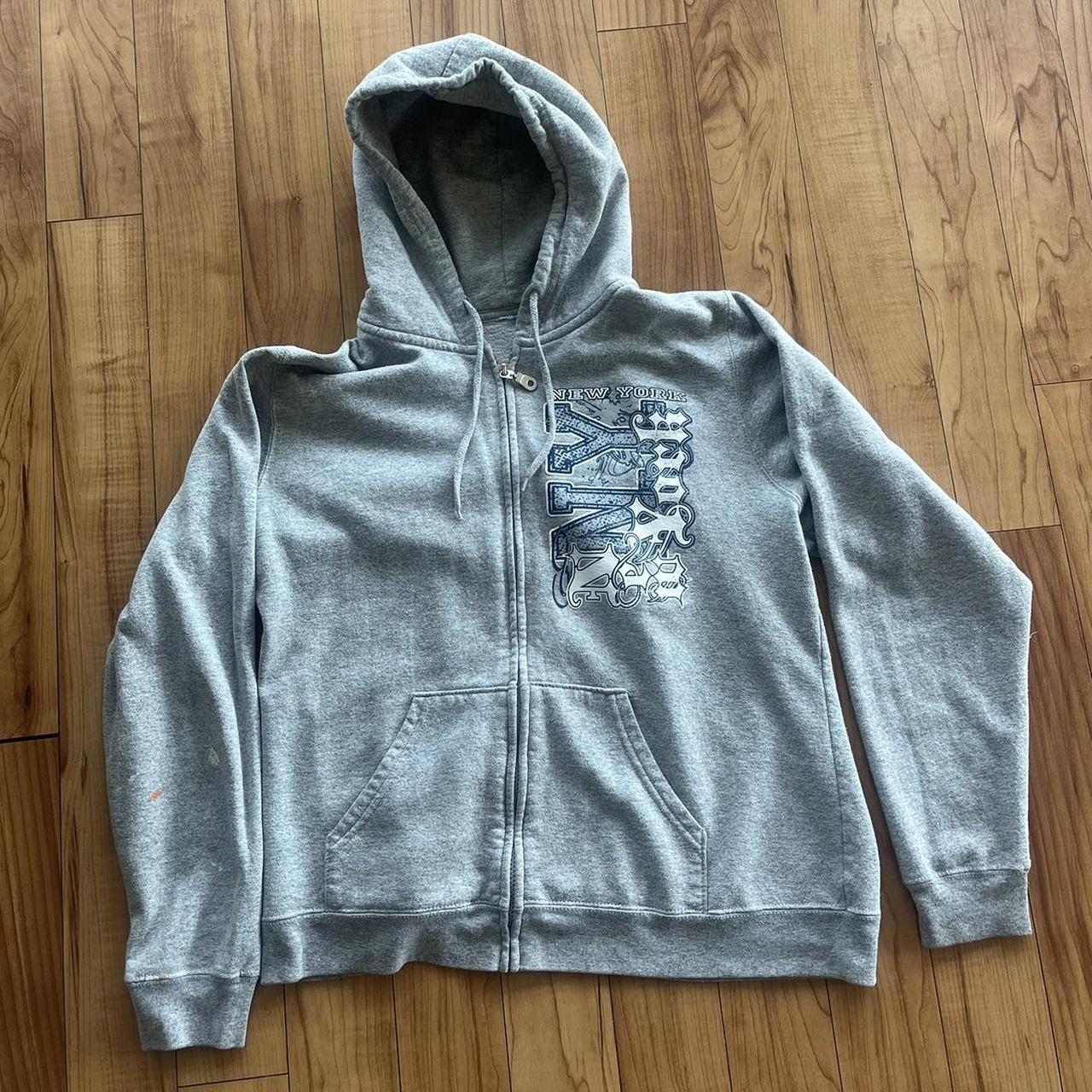 Women's Grey and Blue Hoodie | Depop