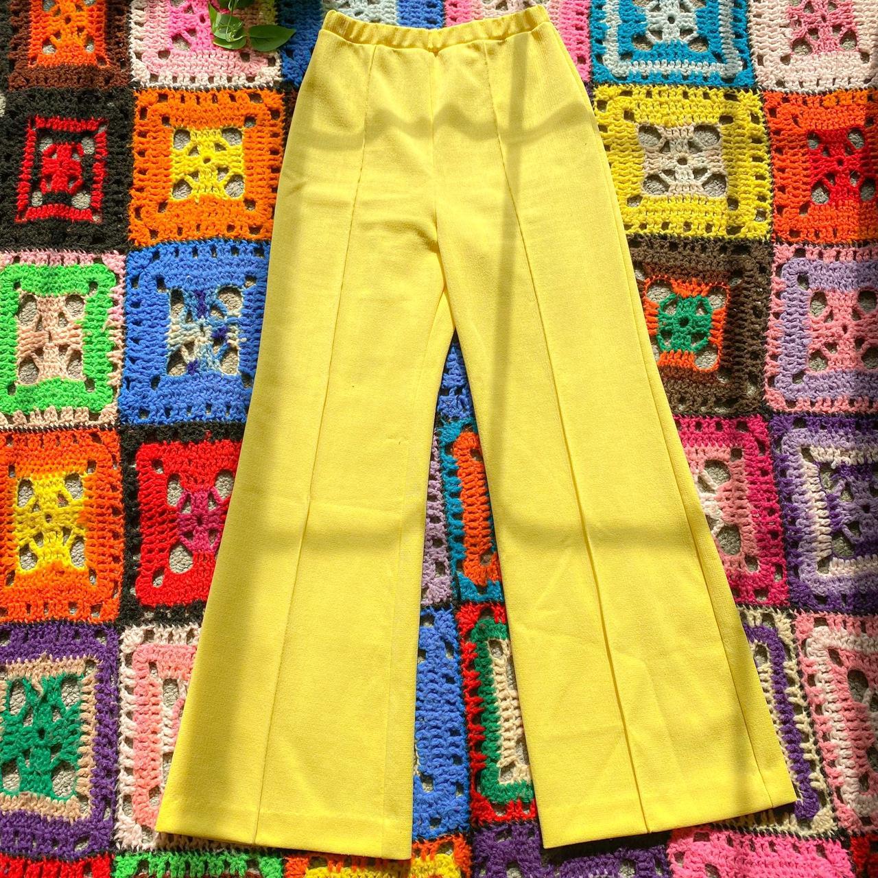 1970s Vintage Buttery Yellow Bell Bottom... Depop