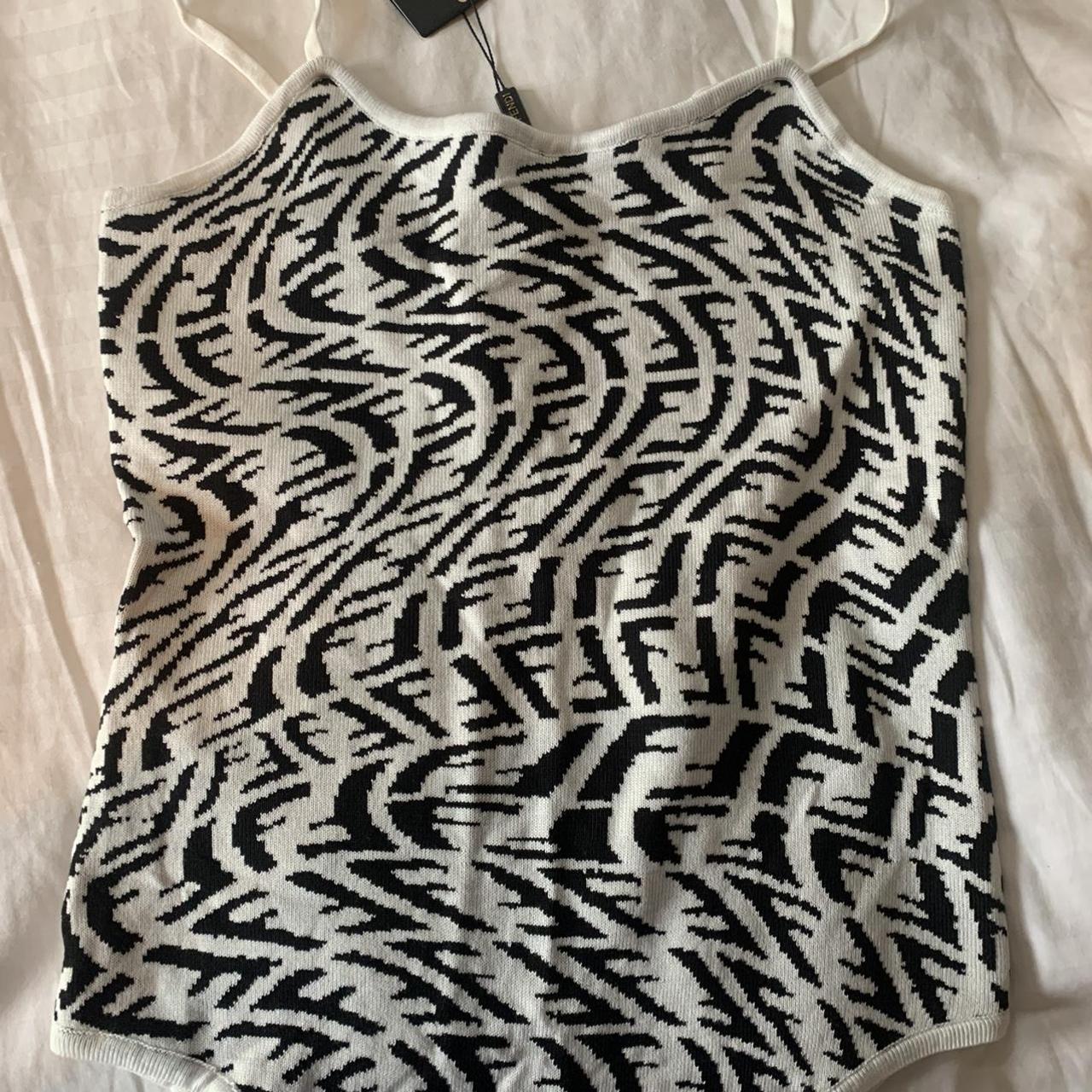 Black and white fendi bodysuit From DH gate Size... - Depop