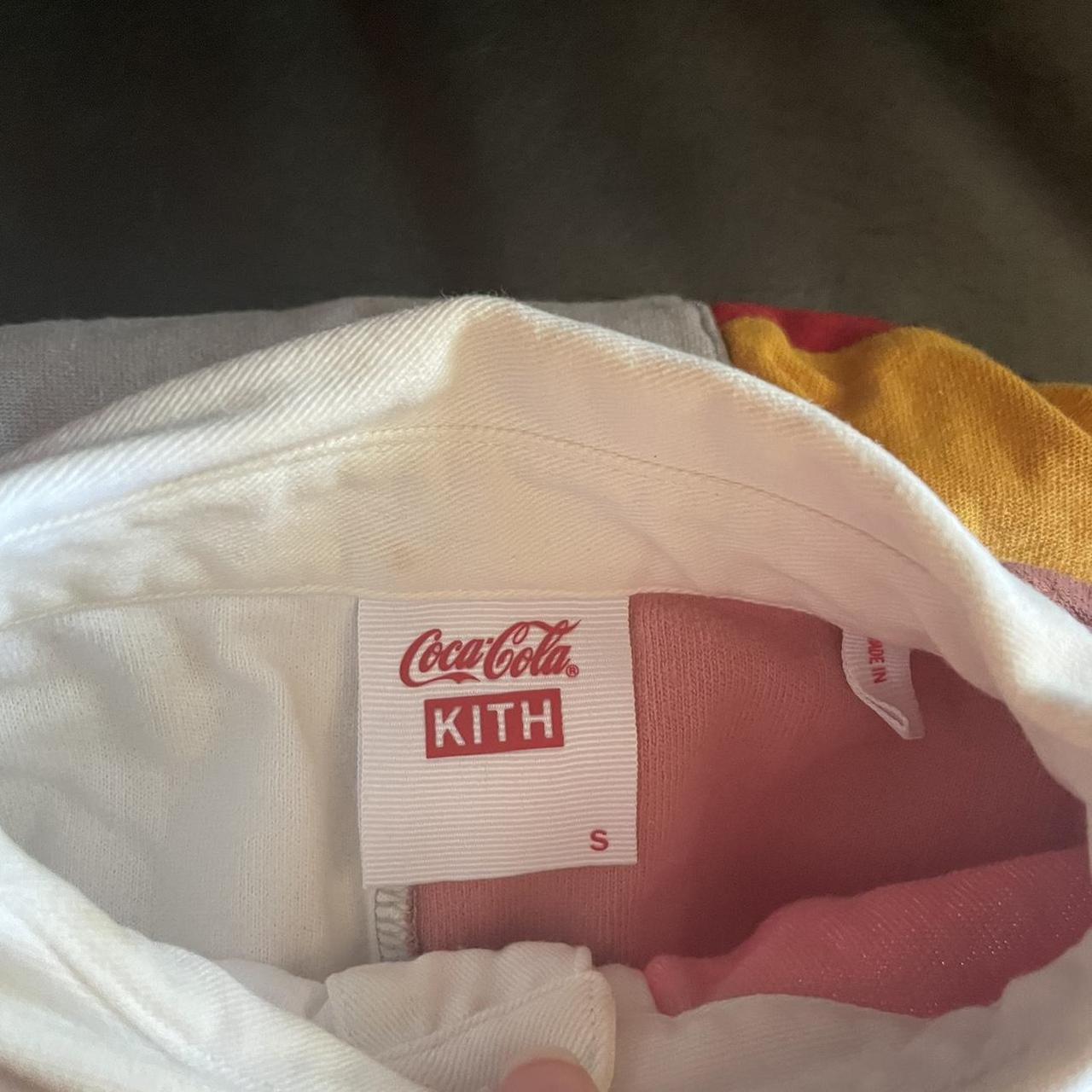kith x Coca Cola colorblock rugby multi patch shirt.... - Depop