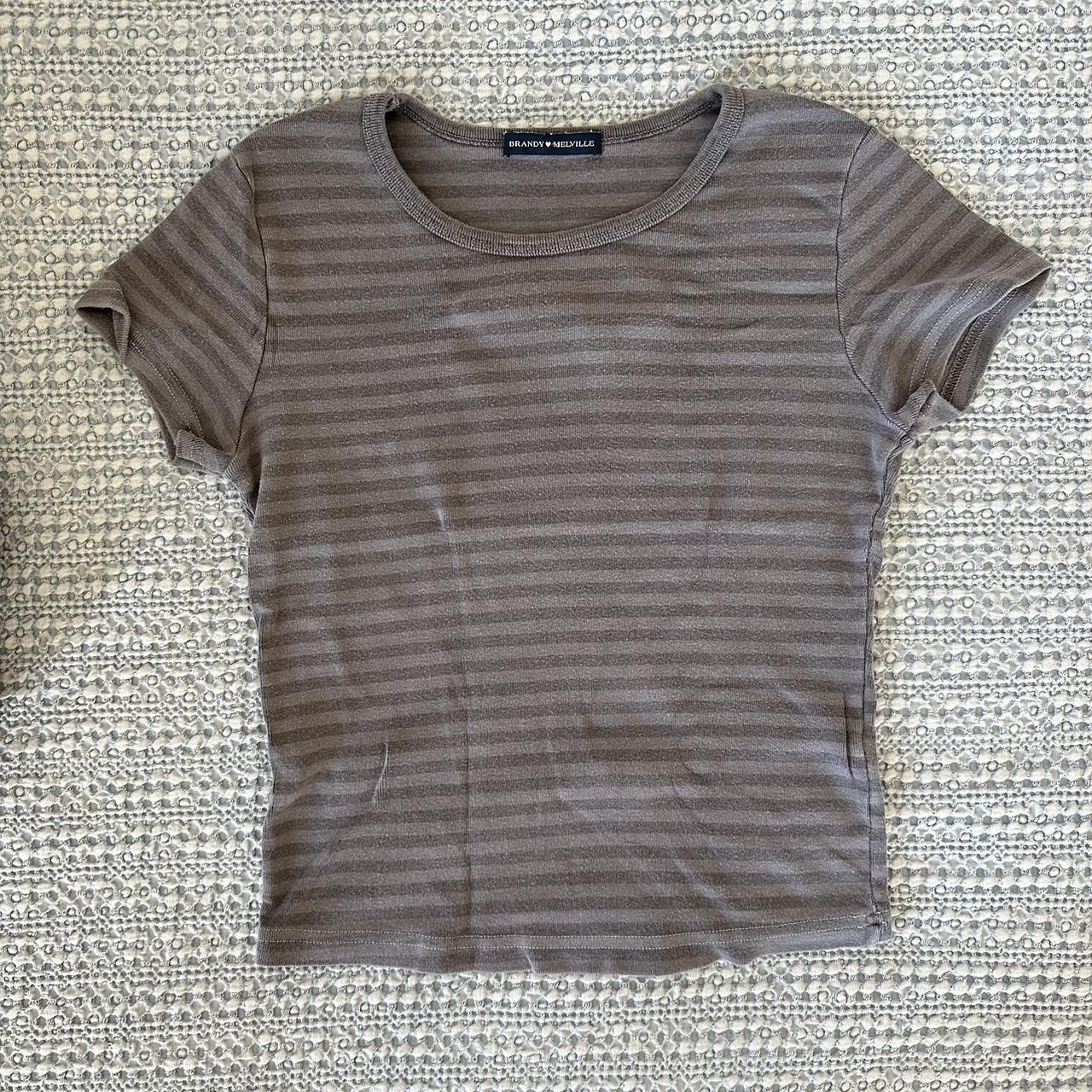 Brandy Melville t shirt light and dark grey... - Depop