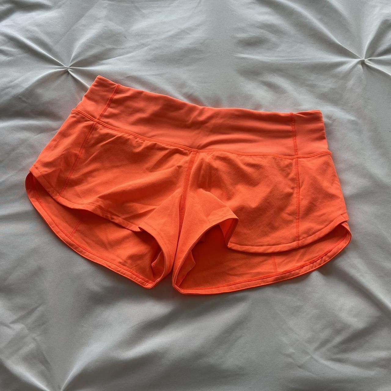 bright orange lululemon speed up shorts such a fun... - Depop