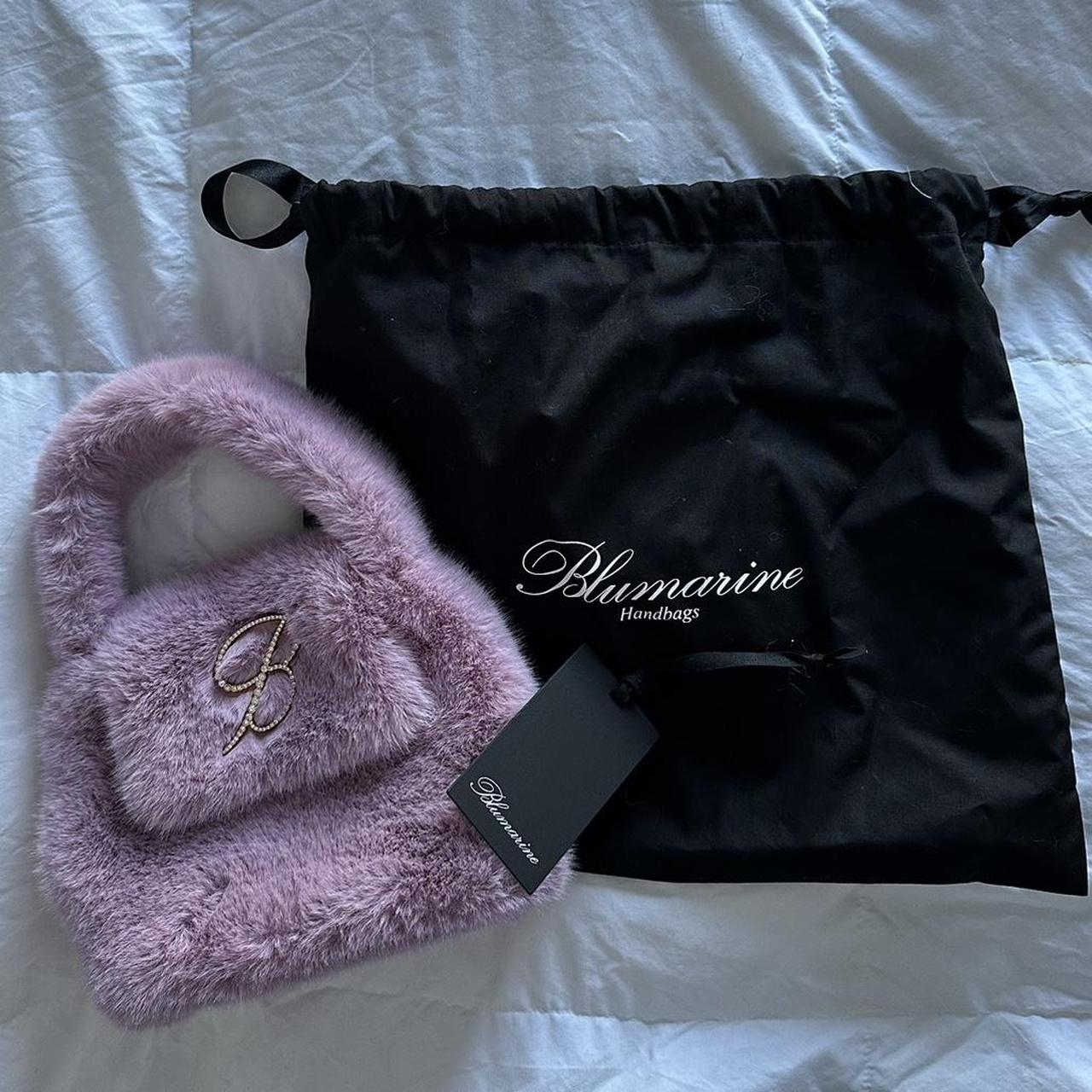 BLUMARINE FAUX FUR HANDBAG WITH RHINESTONE MONOGRAM... - Depop