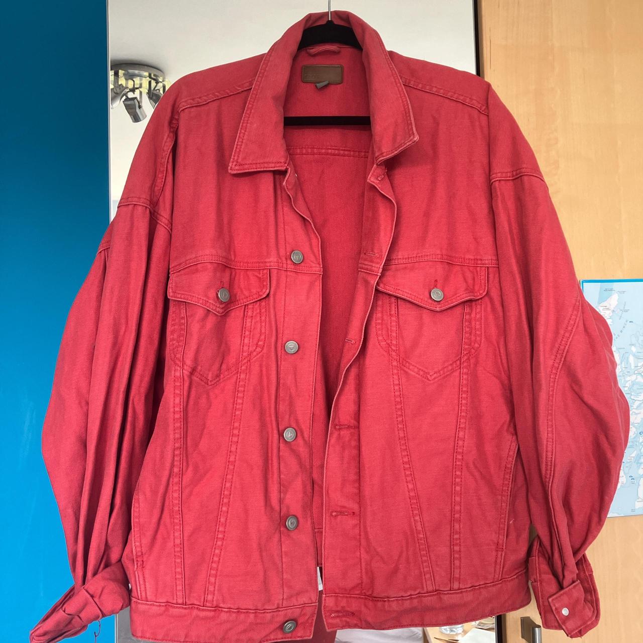 Asos oversized red men s denim jacket. Great