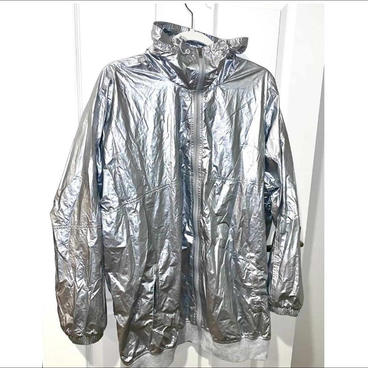 Metallic Silver Windbreaker Jacket