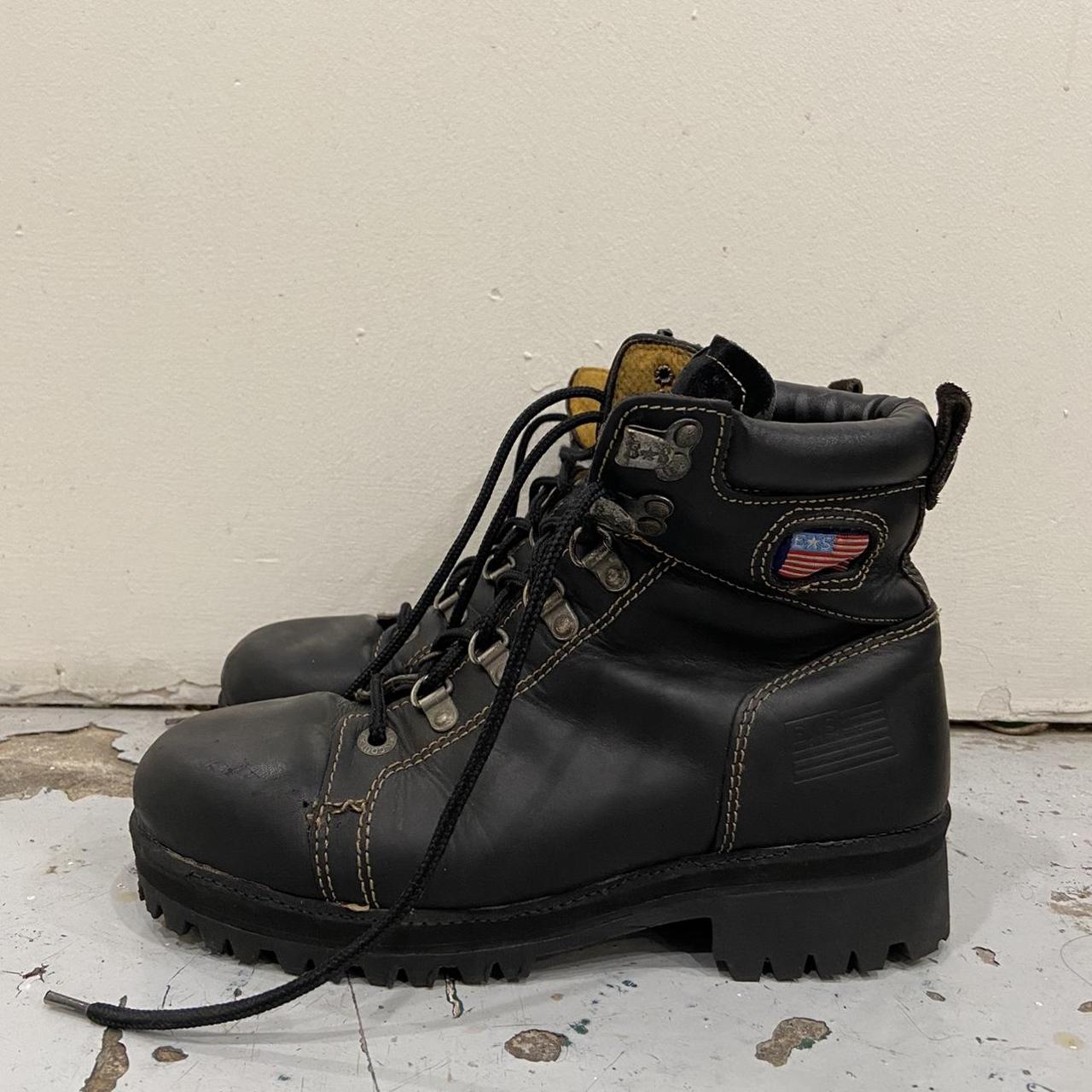 Vintage black leather hiking boots 1990s, made in... - Depop