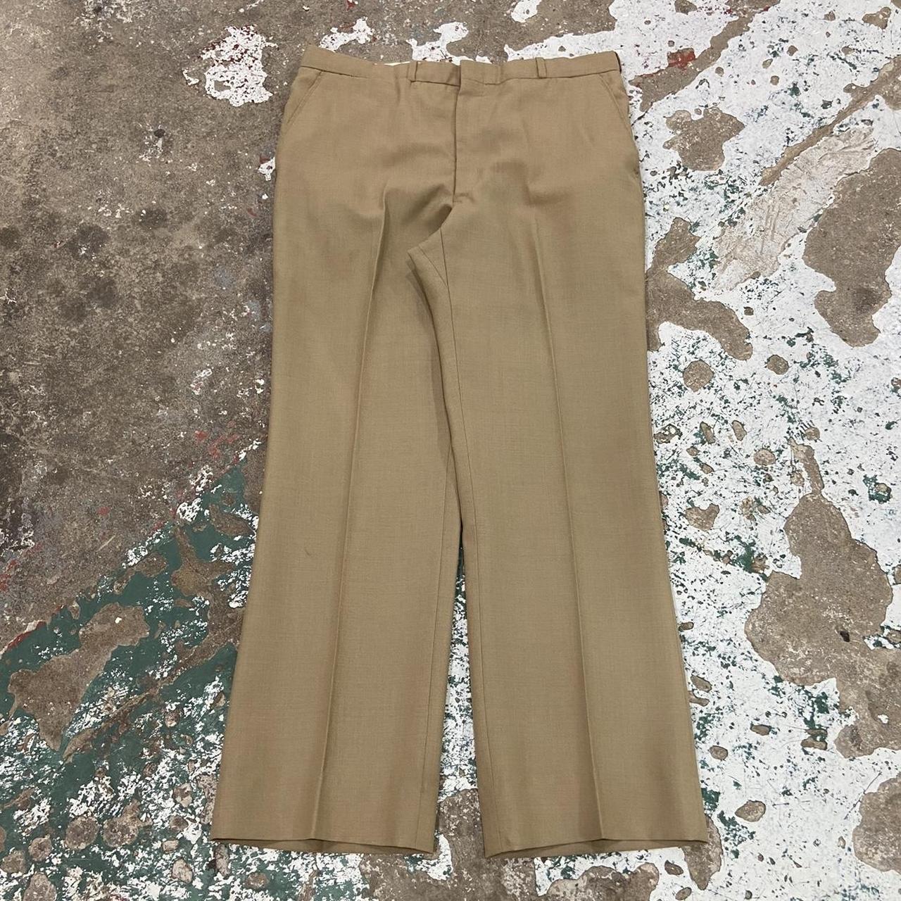 Vintage tan bootcut pleated trousers 70s/80s Has a... - Depop