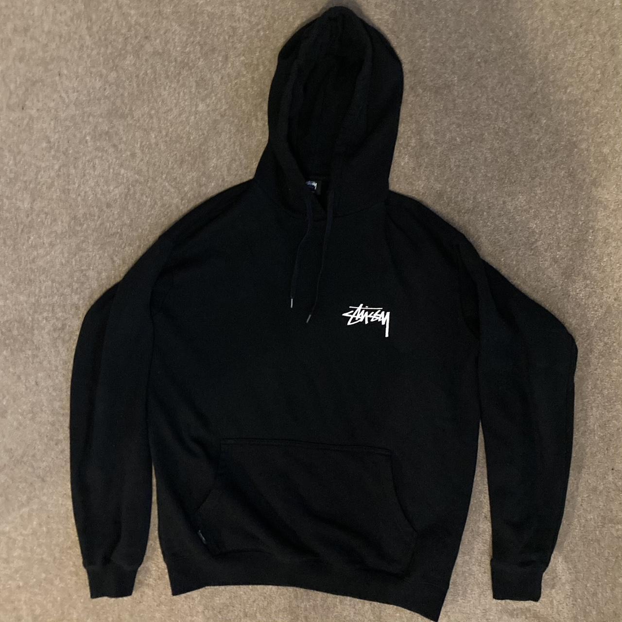 Stussy Black Medium Hoodie Back Graphic Print... - Depop