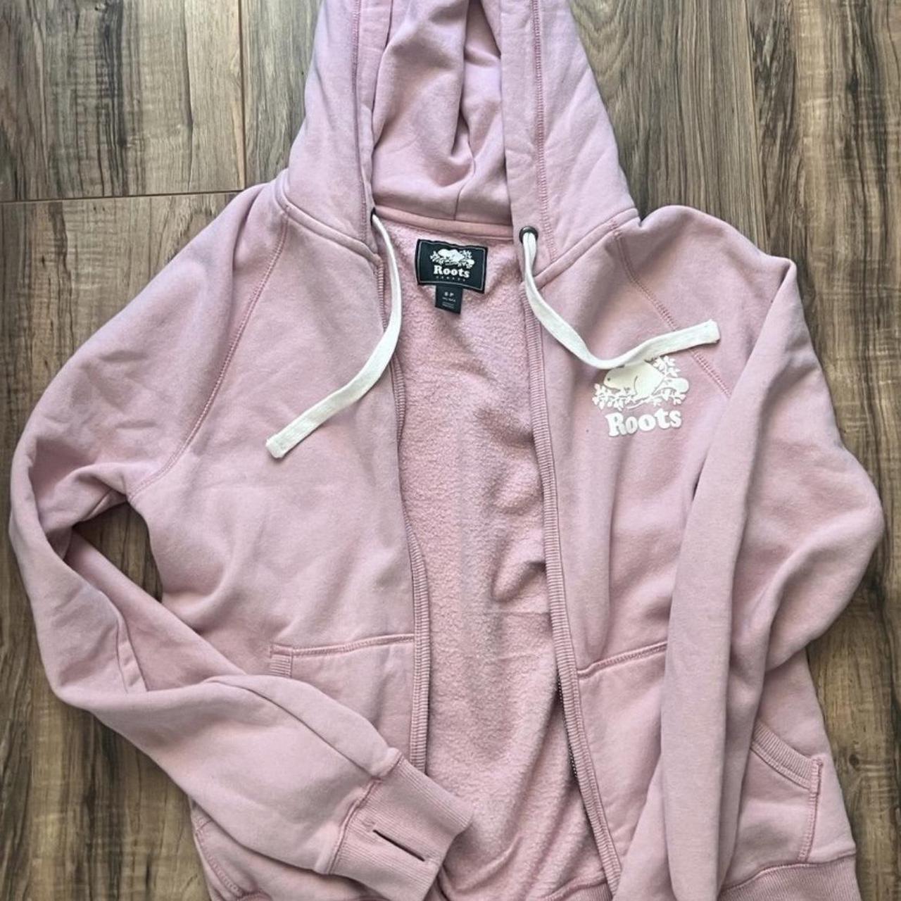 Roots zip up sweatshirt Light pink size small